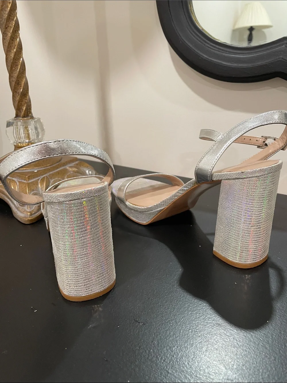 Mix No. 6 Silver Metallic Block Heel Sandals